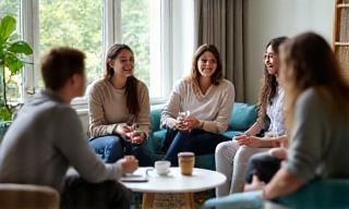 Friendly conversation group practicing French